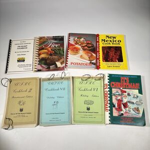 vintage church Community cookbook lot Spiral Bound Potato Pig Chevron Oil Indian